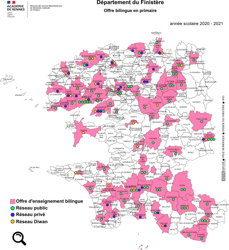 Carte enseignement bilingue Finistère 