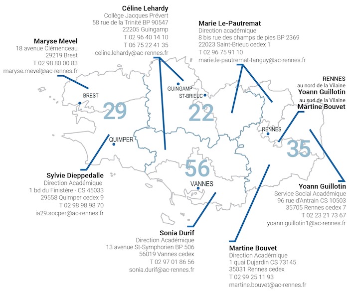 Carte de répartition des secteurs du SSP