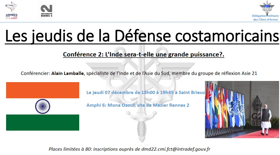 Invitation pour la Deuxième conférence des jeudis de la défense costarmoricains 