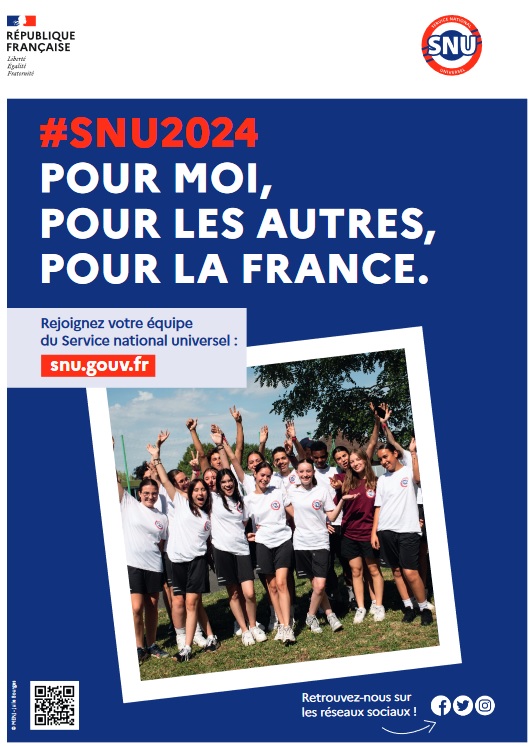 Affiche SNU2024 : pour moi, pour les autres, pour la france