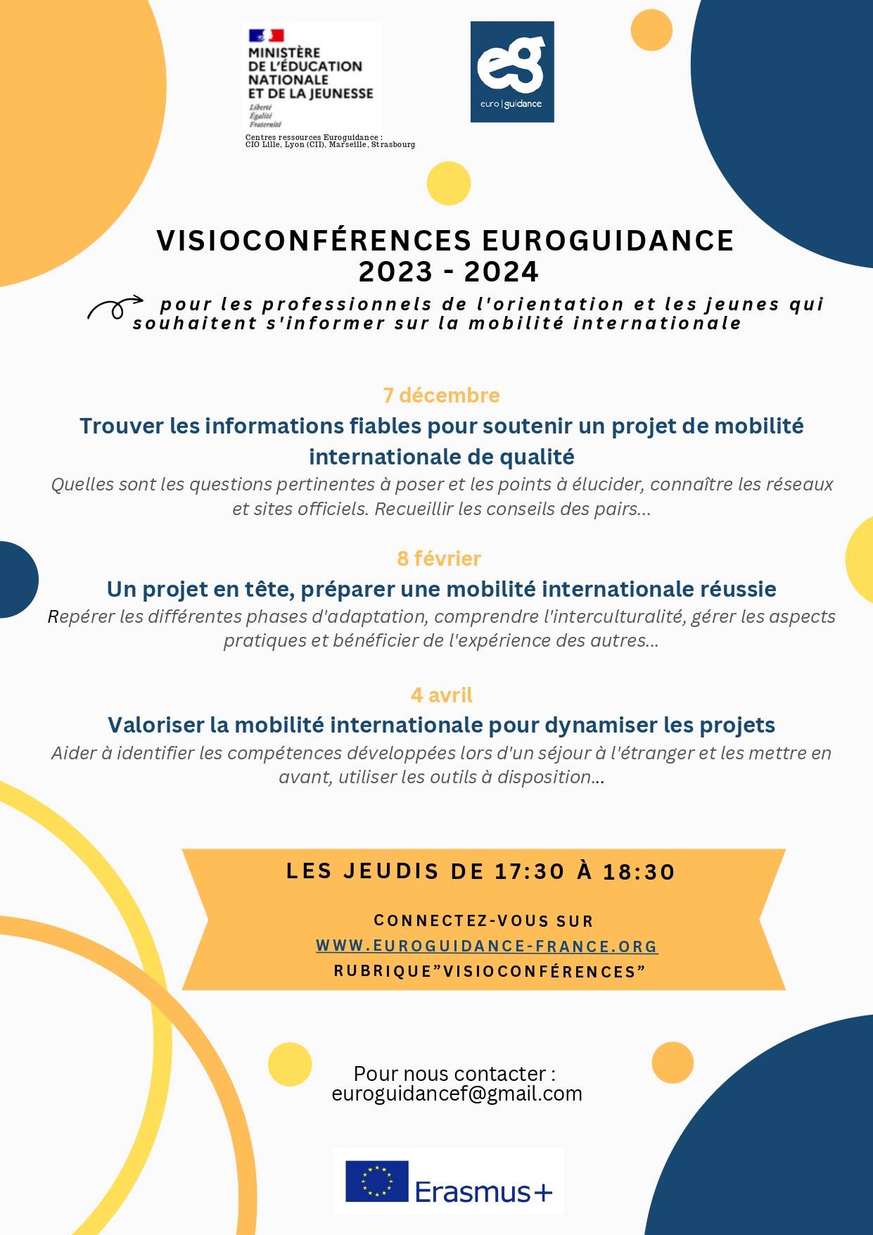 Dates des visioconférences Euroguidance 2024