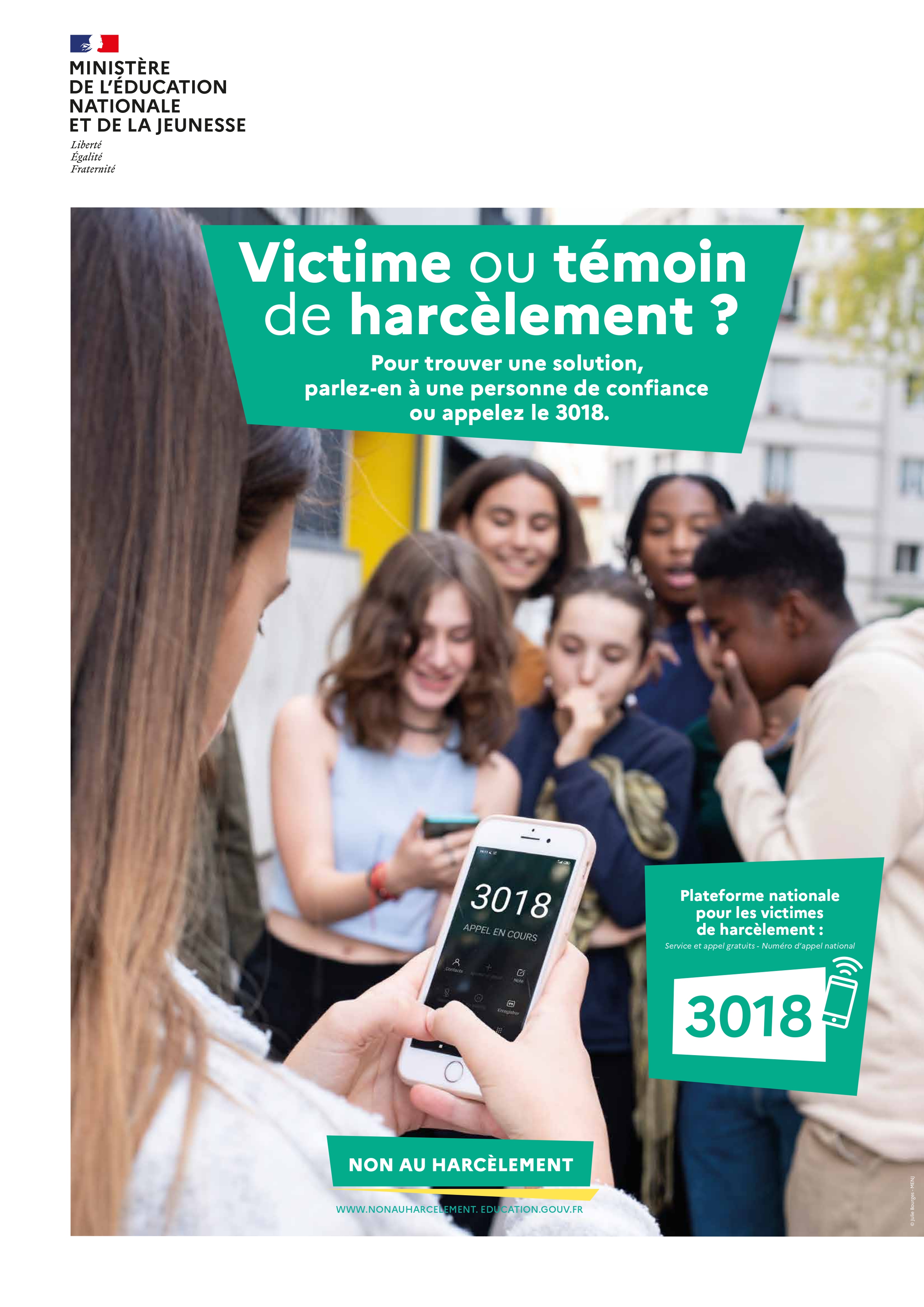 Victime ou témoin de harcèlement ? Appelez le 3018