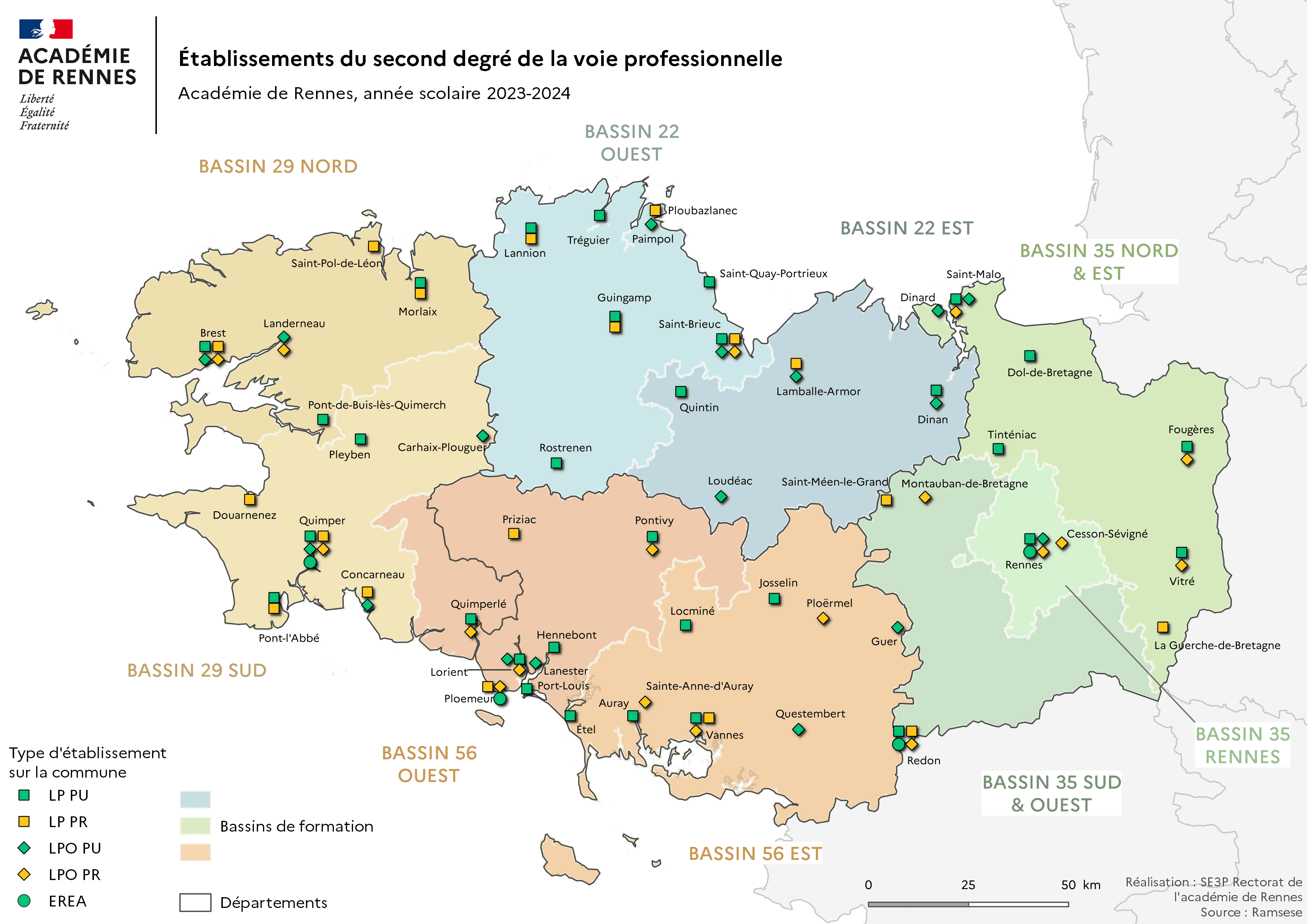 Établissements du second degré de la voie professionelle