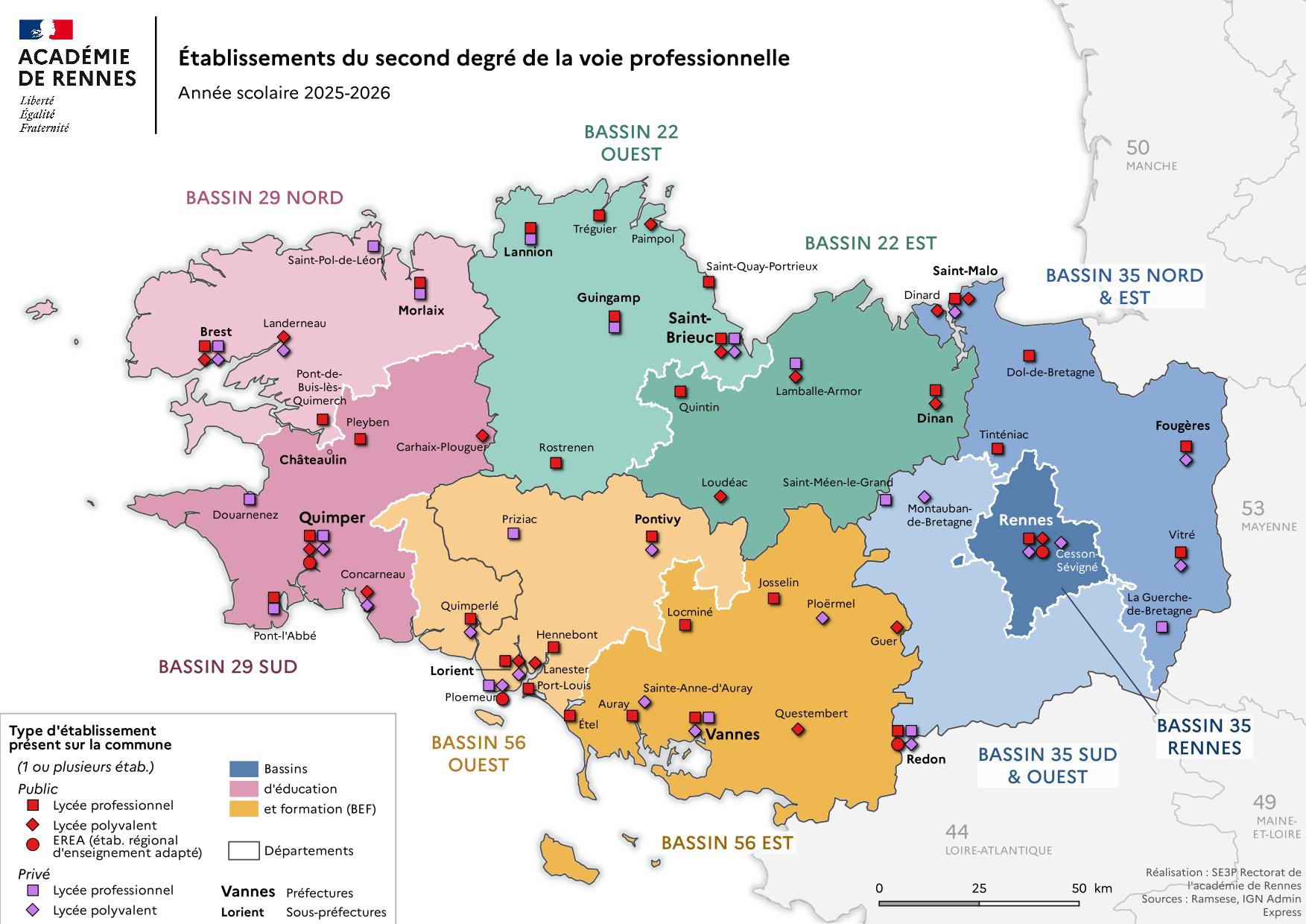 établissements du second degré de la voie professionelle