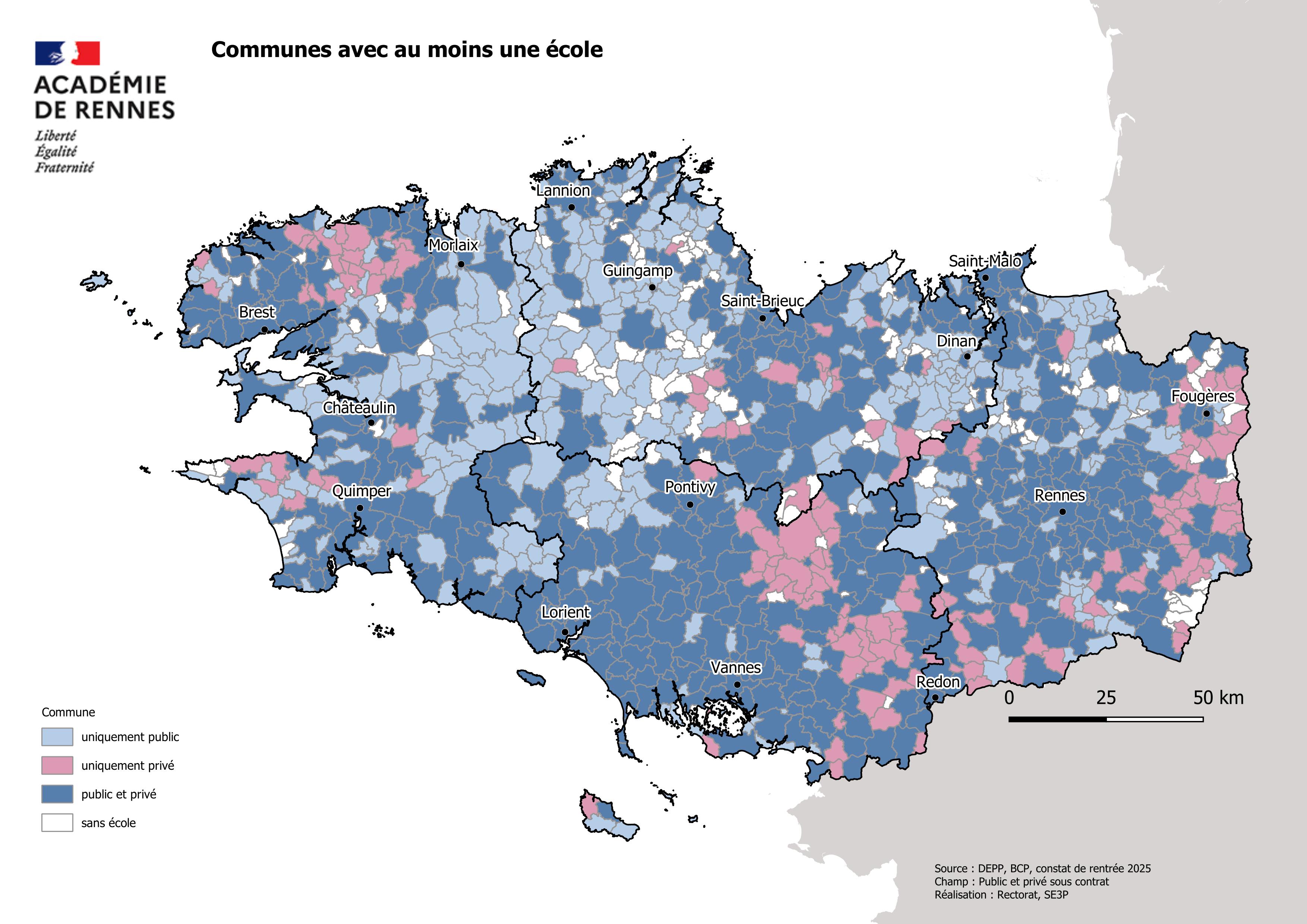 Communes avec au moins une école