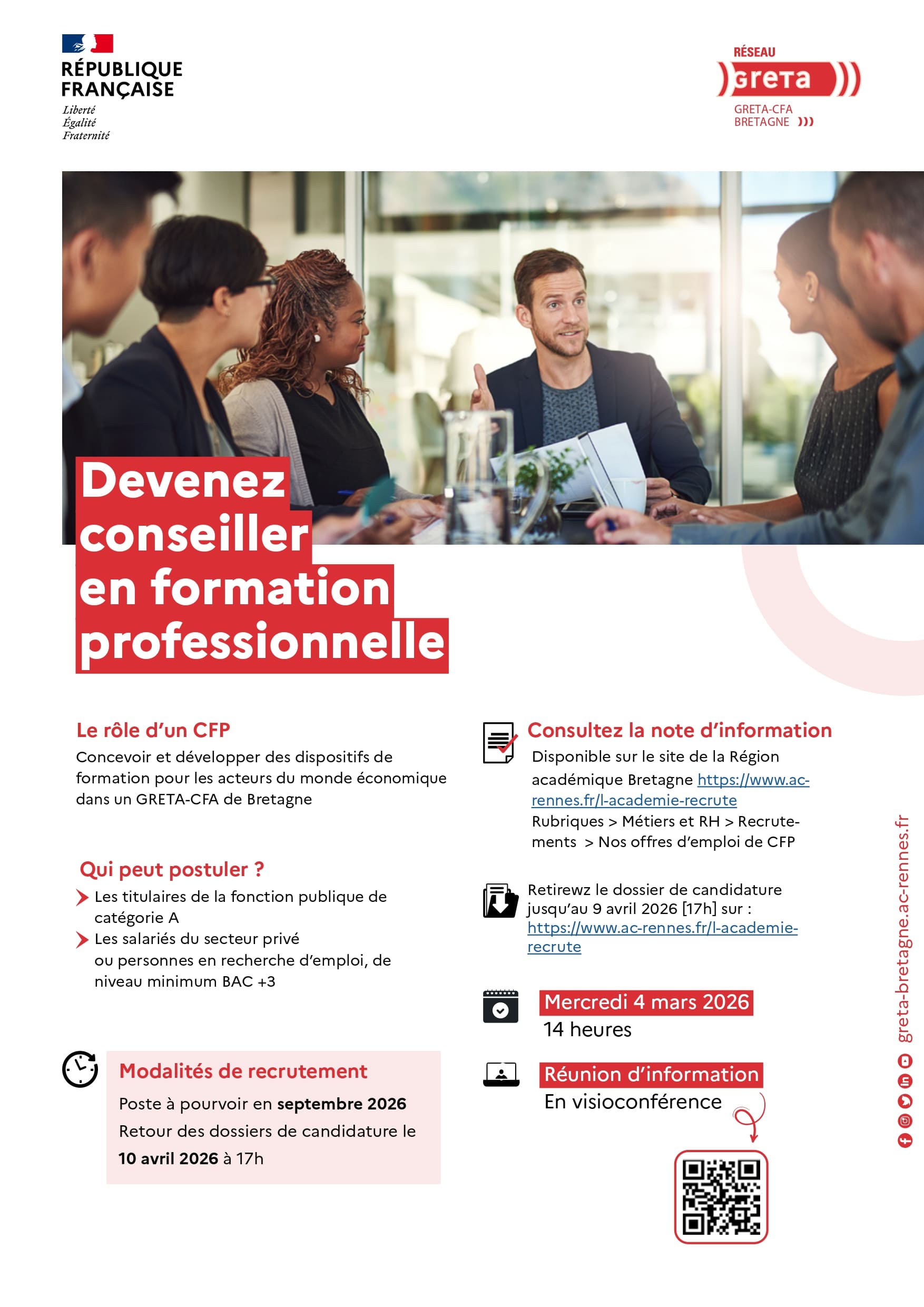 affiche Greta - Conseiller(ère) en formation professionnelle